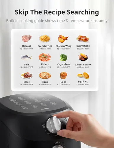 Miniatura 3 de COMFEE' Compacta Freidora de Aire de 2.1 Cuartos con 12 Opciones de Menú, Temporizador Ajustable y Control de Temperatura de 82-204 Grados C, Cesta