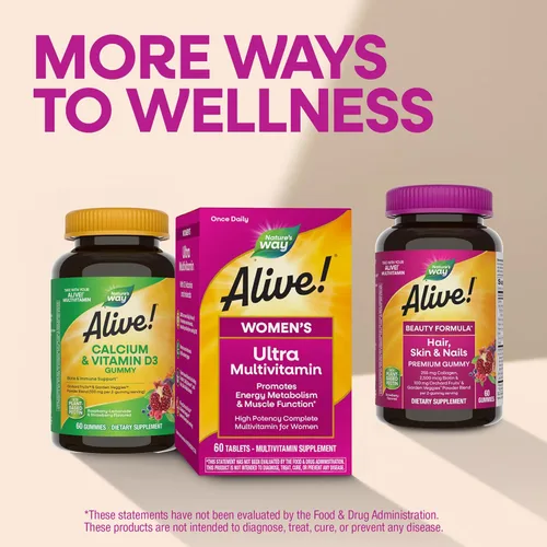 Miniatura 8 de Nature's Way Alive! Multivitaminas diarias ultra para mujer, fórmula de alta potencia, promueve el metabolismo de la energía y la función muscular*