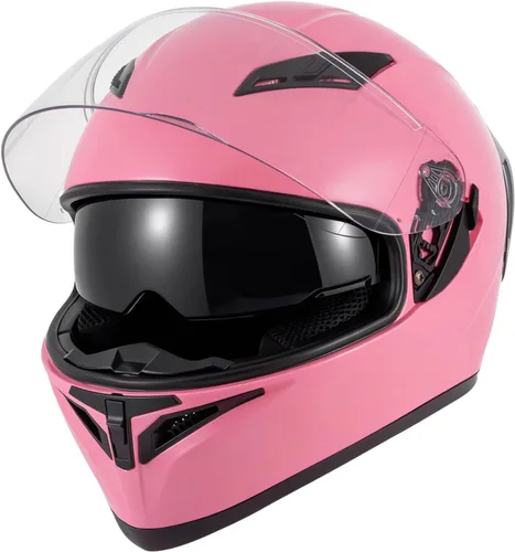 Miniatura 10 de SPARK Casco de motocicleta de cara completa para adultos, aprobado por DOT, ligero y ventilado, doble visera para hombres y mujeres, motos de nieve