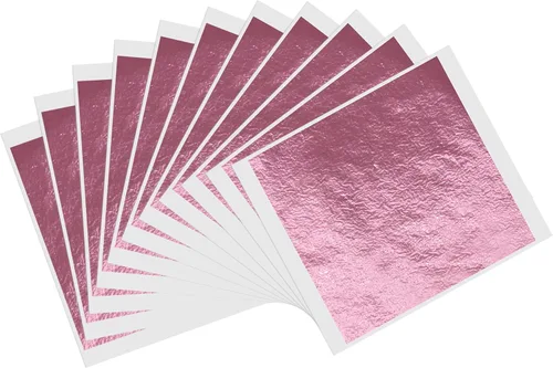 Miniatura 12 de Hojas de hojas de oro de imitación, 100 hojas de 5.11 pulgadas, lámina dorada dorada verde para pinturas, manualidades, uñas, muebles, decoración