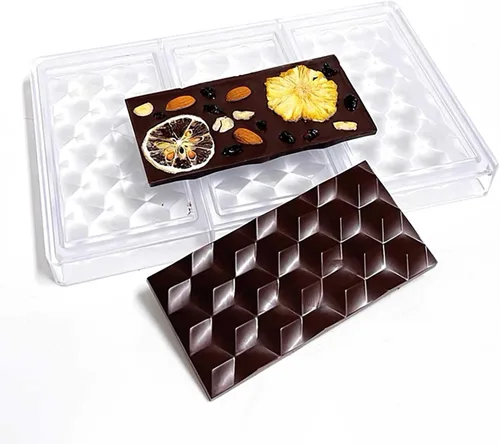 Miniatura 8 de Molde de policarbonato para chocolate, hecho a mano, molde de caramelo de chocolate, herramientas de pastelería, patrón rectangular para hornear