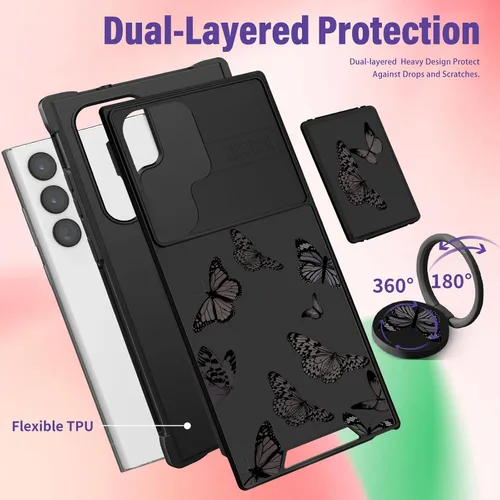 Miniatura 5 de Funermei para Samsung Galaxy S22 Ultra Funda - Funda de Teléfono con Mariposas Lindas para Mujeres y Chicas, Bonita y Kawaii, Diseño de Mariposa