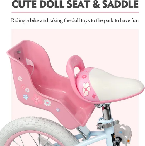 Miniatura 9 de Glerc Petal Girls Bike 12-18 Inch for Ages 2-9, Kids Bike with Training Wheels, Basket & Streamers, Princess Style Kids Bicycle, for Girls