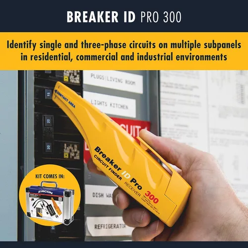 Miniatura 2 de Zircon Breaker ID Pro 300 - Kit de buscador de disyuntores eléctricos, transmisor, receptor y adaptadores para sistemas de 120 V/240 V, uso