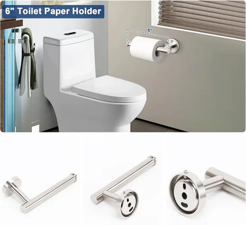 Miniatura 5 de NearMoon Juego de 5 piezas de accesorios de baño SUS304 de acero inoxidable grueso, incluye barra de toalla de 24 pulgadas, anillo de toalla