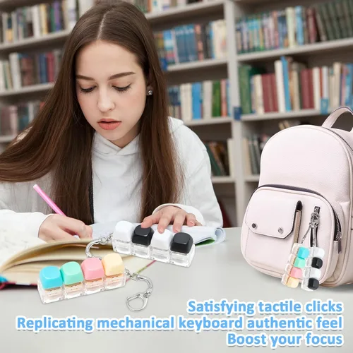 Miniatura 3 de Juguete Fidget de Teclado, 2 Piezas Llavero de Teclado Fidget Clicker de Teclado Fidget Silencioso Ruidoso Clicker Fidgets para Adultos Alivio
