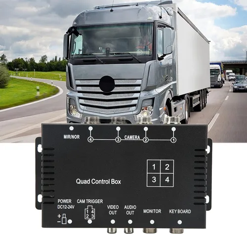Miniatura 7 de Tefola Caja de control de cámara de respaldo, caja de control de divisor de video de 4 canales DC12V 24V Interruptor de imagen Control remoto