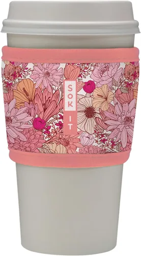 Miniatura 126 de Sok It HotSok Coffee & Tea - Funda de neopreno con aislamiento reutilizable (floral abstracto)