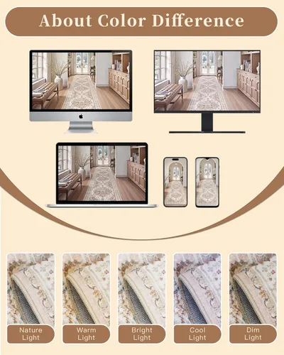 Miniatura 211 de Madane Tapete lavable de 2 x 10 pies para pasillo, cocina, recibidor, clásico, suave, antideslizante para interiores, casa de campo, baño, sala