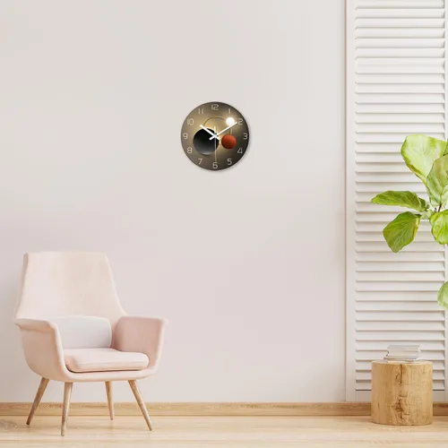 Miniatura 2 de XNM Reloj de pared con pilas de 12 pulgadas, reloj redondo negro y dorado para decoración de dormitorio y sala de estar, reloj analógico silencioso
