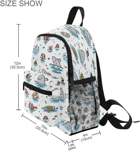 Miniatura 8 de ZOEO Toddlers Backpack Kids Doodle Cute Shark Animal Summer Childish Bookbag for Boys Girls 3-6 Years Children Preschool Kindergarten Cute Mini Bags