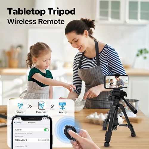Miniatura 4 de Mini trípode para cámara y teléfono, trípode de mesa portátil de aleación de aluminio de 25 pulgadas con cabezal de inclinación panorámica de 3