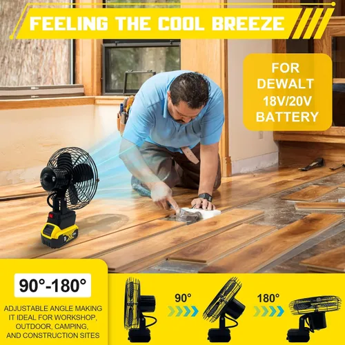 Miniatura 5 de F-an inalámbrico portátil para batería Dewalt de 20 V, ventilador inalámbrico alimentado por Ba-ttery, ventilador de motor sin escobillas de 20 W