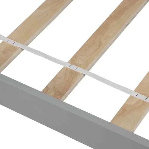 Miniatura 9 de MERITLINE Cama de plataforma de tamaño individual, marco de cama individual de madera, gris