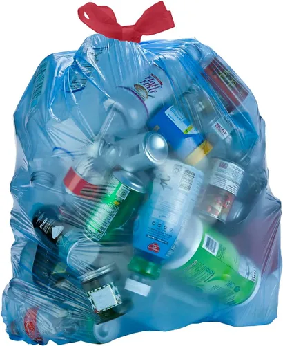 Miniatura 2 de Bolsas de basura Amazon Basics azules para reciclaje, sin olor, 13 galones, 60 unidades, paquete de 1
