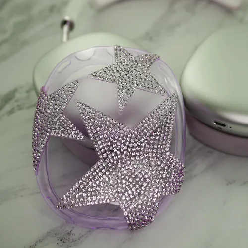 Miniatura 11 de MORWLAT Funda para AirPods Max con Diamantes de Imitación Brillantes Estrellas, Fundas Suaves Bonitas Transparentes y Brillantes para Mujeres