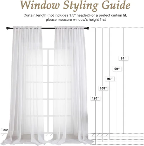 Miniatura 122 de OVZME Cortinas traslúcidas, ligeras, suaves, para estudio, sala de estar y dormitorio, juego de 2 paneles, 42 pulgadas de ancho x 84 pulgadas