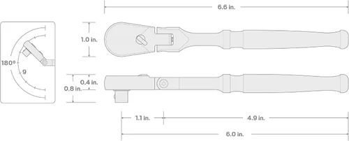 Miniatura 7 de TEKTON Trinquete de transmisión de 3/8 pulgadas x 6 pulgadas con cabezal flexible de liberación no rápida de cuerpo pequeño SRH21506