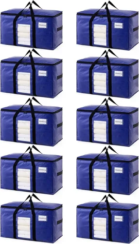 Miniatura 21 de TAILI - Bolsas de mudanza extra grandes, paquete de 10 bolsas negras resistentes para almacenamiento con ventana visible, asas envolventes