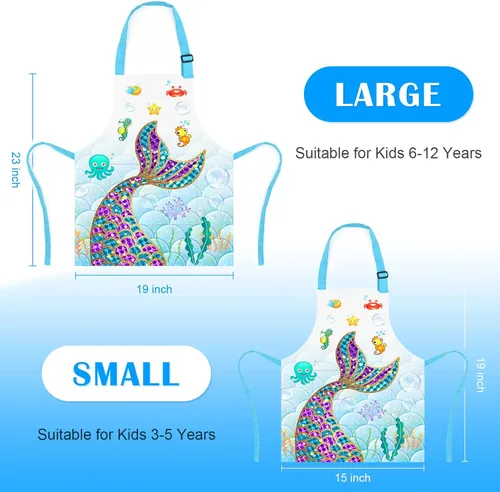 Miniatura 3 de Delantal de Dinosaurio para Niños Varones con Bolsillo, Delantales de Unicornio para Niñas para Cocinar, Pintar, Delantal de Cocina para Niños de 3