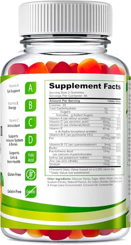Miniatura 3 de Greenfield Nutritions - Gomitas multivitamínicas halal para adultos, multivitamínico masticable sin gelatina con vitamina D3, B6, B12, zinc y C