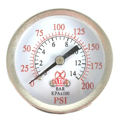 Miniatura 8 de Manómetro de presión de aire de 2" Montaje lateral inferior 1/4" NPT 2" Dial - 0 a 200 PSI