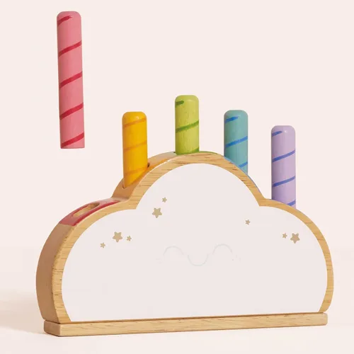 Miniatura 2 de Le Toy Van - Juguete sensorial de madera para bebé Petilou Rainbow Cloud Pop Press and Release Toy Juguete educativo sensorial Montessori