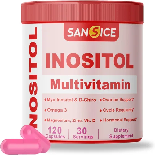 Myo & D-Chiro Inositol Cápsulas Multivitamínicas, 2000 mg de mio-inositol y 50 mg de D-Chiro Inositol 40:1 mezcla, suplemento de vitamina B8 para