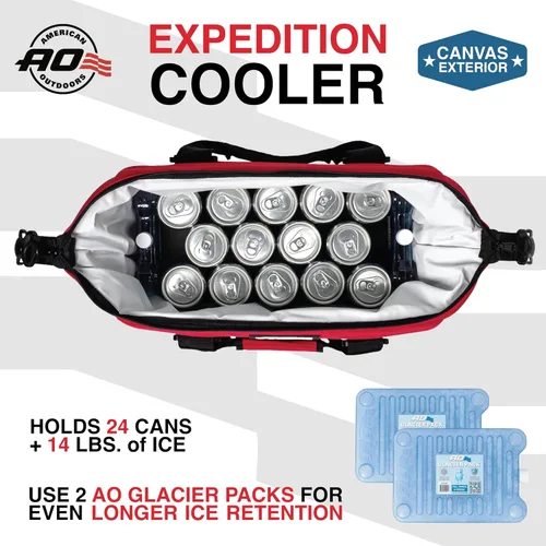 Miniatura 5 de Bolsa de enfriador AO Coolers Expedition de lona con lados blandos, a prueba de fugas, aislada, ligera Rojo