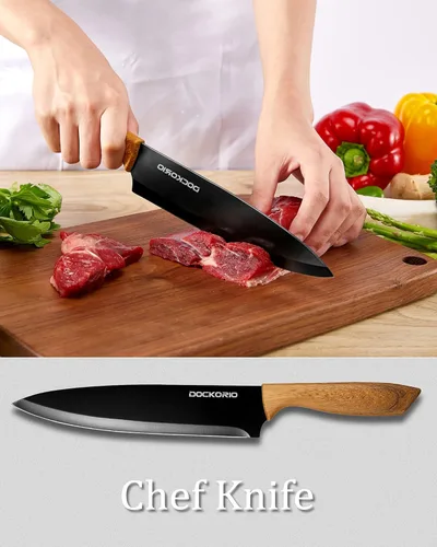 Miniatura 5 de Juego de cuchillos de cocina con bloque, todo en uno, 19 piezas de acero inoxidable de alto carbono, cuchillos de carne, cuchillos de chef, cuchillo
