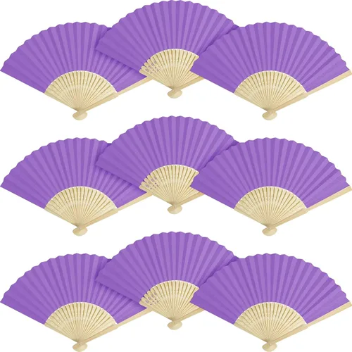 Miniatura 10 de 50 paquetes de abanicos de papel blanco ventilador de mano de bambú plegable ventilador de mano ventilador de papel plegable ventilador de papel