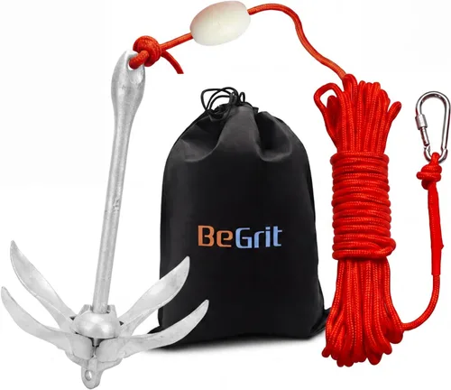 Miniatura 8 de BeGrit Ancla de kayak Anclaje de barco pequeño Anclaje marino plegable para pesca, kayak, tabla de remo, canoa, moto acuática, con bolsa de 1.5 lbs