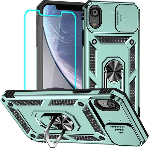 Miniatura 16 de HNHYGETE Funda para iPhone XR con protector de pantalla HD: [grado militar de 20 pies probada en caídas] Funda protectora para cámara deslizante a