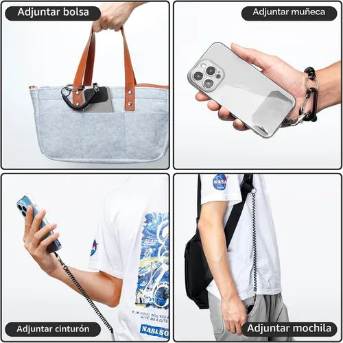 Miniatura 3 de HOTEMIA Cordón de seguridad antirrobo para teléfono con mosquetón - Accesorio exterior anticaídas para esquí, senderismo, ciclismo, pesca y escalada