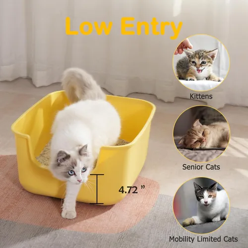 Miniatura 4 de Caja de arena grande para gatos con lados altos, cajas para gatos de interior, bandeja de arena para gatos para gatitos, caja de arena con entrada