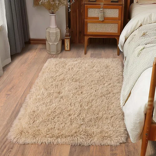 Miniatura 75 de Alfombras suaves para pasillos de dormitorio, nuevas, con parte inferior antideslizante mejorada, de 2 x 3, alfombra esponjosa y peluda verde