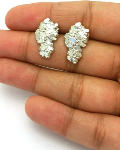 Miniatura 2 de Aretes de tuerca de plata de ley 925 con acabado de oro amarillo de 18 quilates para hombre