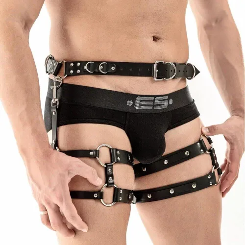ALLOVME Men Body Chest Belt for Men Adjustable Leather Belts with Buckles Rave Costume Sexy Punk Chest Belt Clubwear Costume