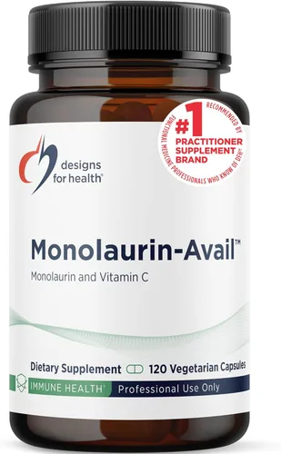 Designs for Health Monolaurin-Avail - Monolaurato de glicerol de 1000 mg + vitamina C con lecitina de girasol para mejorar la absorción de