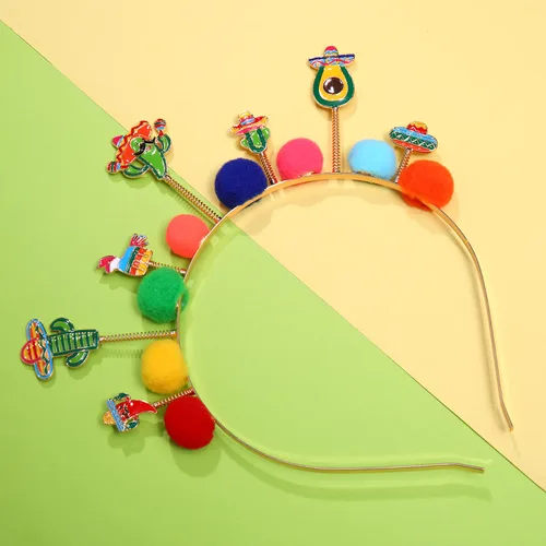 Miniatura 2 de Cinco De Mayo Diademas Mexicana Fiesta Hairband Sombrero Chili Cactus Piñata Aro Pelo Aro Mexicano Decoración Fiesta Colorido