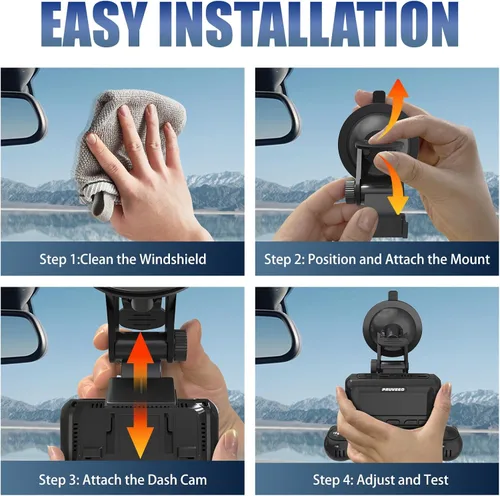 Miniatura 3 de PRUVEEO Soporte de ventosa D90-4CH D88-4CH D80-4CH 4CH 4 canales Dash Cam