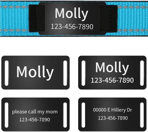Miniatura 6 de Collares reflectantes personalizados para perro, collar de identificación de acero inoxidable grabado personalizado, collar de identificación