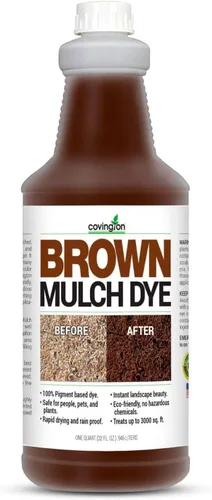 Covington Concentrado de tinte para mantillo marrón, 32 onzas, pintura de mantillo pigmentada rica y duradera para paisajismo, mezcla con agua y