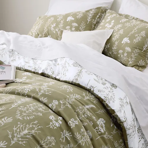 Miniatura 3 de Bedsure - Juego de edredón de tamaño king, 3 piezas, bonito, con estampado floral, 1 suave edredón reversible con diseño botánico de flores y 2 02