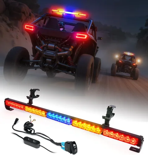 Miniatura 8 de Barra de luz LED estroboscópica de 30 pulgadas para UTV con soporte de montaje para jaula de protección de 1.75"-2" Luz de persecución trasera