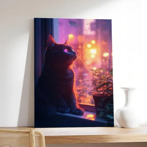 Miniatura 7 de ZMLIS Vaporwave Cat Wall Art – Y2K Cyber Aesthetic Poster – Retro Futuristic Room Decor Canvas Poster Wall Art Decor Print Picture Paintings for