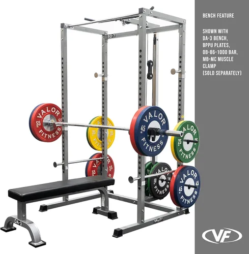 Miniatura 4 de Valor Fitness Power Rack - Soporte para sentadillas y banco de prensa de banco con accesorio desplegable LAT de 2 x 2 pulgadas, marco de Rack