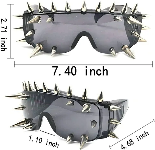 Miniatura 6 de mincl Punk Rocker Large Shield Spike Fashion Novelty Club Gafas de sol
