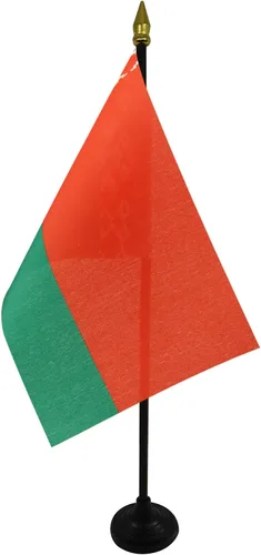 Miniatura 50 de AZ FLAG Bandera de mesa de Albania de 4 x 6 pulgadas - Bandera de escritorio albanesa 5.9 x 3.9 in - Tapa de lanza dorada