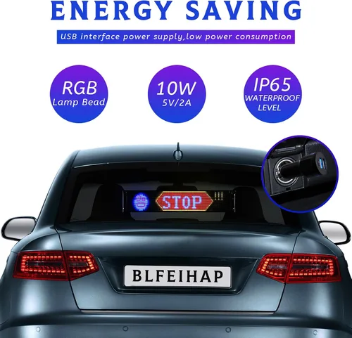 Miniatura 4 de Letrero LED flexible programable para ventana de automóvil, control de aplicación Bluetooth, pantalla de texto personalizado/animación